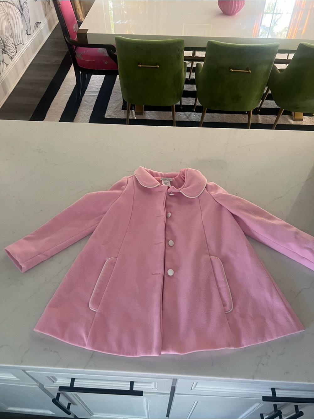 Rachel Zoe Pink Peter Pan Collar Kids' Pea Coat